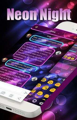 Neon Night Messages Theme скриншот 6