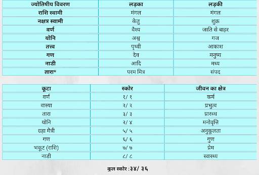 नक्षत्र मिलान कैलकुलेटर स्क्रीनशॉट 3