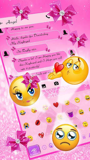 Glitter Pink Bowknot Keyboard Theme screenshot 3