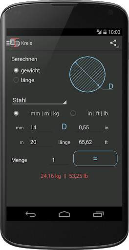 Stahl gewichtsrechner screenshot 3