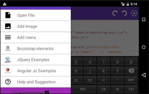HTML EDITOR,AngularJ,Bootstrap screenshot 7