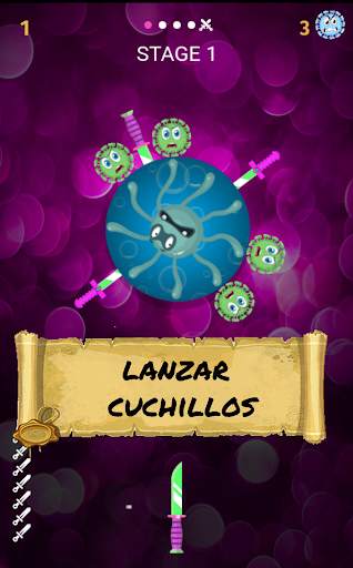 Virus Hit 2020 - Lanzar cuchillos y matar virus screenshot 1