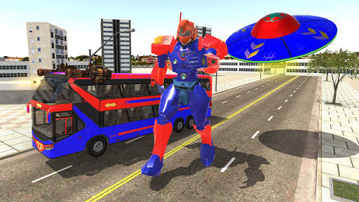 Bus Robot Transform Wars-UFO Spaceship Robot Games screenshot 2