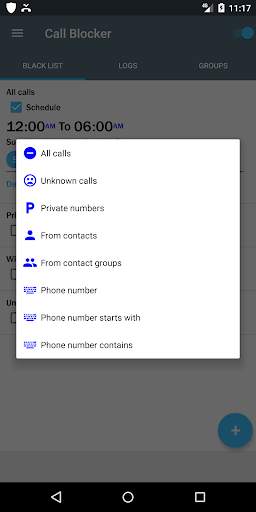 Calls blocker with week days scheduler 2 تصوير الشاشة