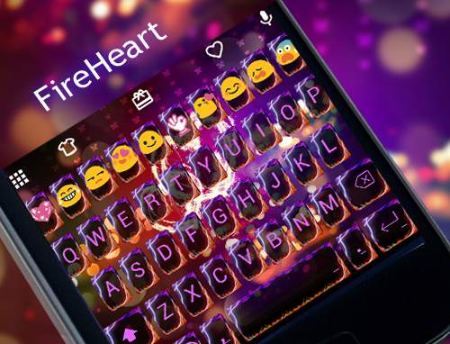 Fire Heart Emoji Keyboard Skin screenshot 5