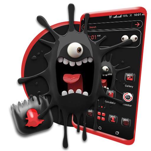 Cute Black Monster Launcher Theme 1.0.0