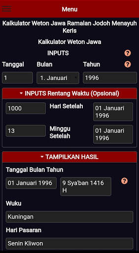 Kalkulator Weton Jawa Lengkap screenshot 7