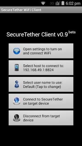 SecureTether Client - Android WiFi tethering screenshot 1