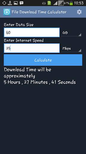 File Download Time Calculator screenshot 2