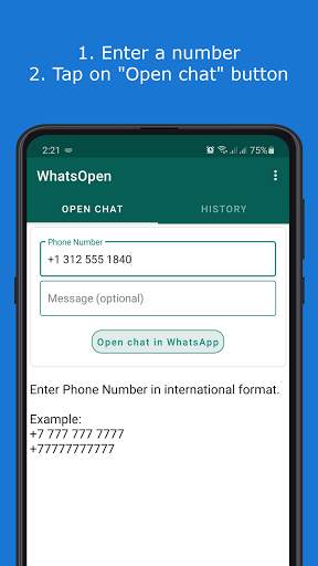 WhatsOpen - open WhatsApp chat screenshot 2