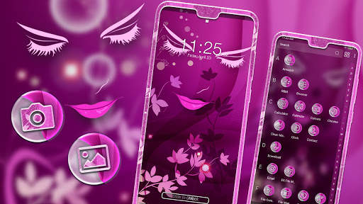 Pink Girly Face Launcher Theme screenshot 3