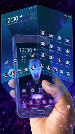 Neon Robotic girl 3D Theme screenshot 2