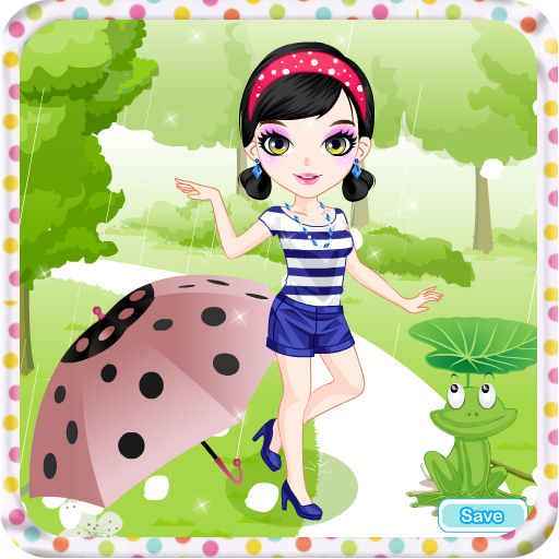 Girl in the rain Dress Up icon