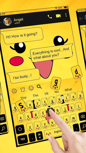 SMS Yellow Cartoon Keyboard Theme screenshot 2