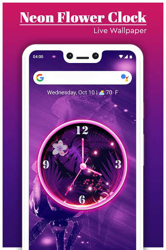 Neon Flower Clock Live Wallpaper screenshot 2