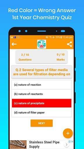 1st Year Chemistry MCQs Quiz screenshot 5
