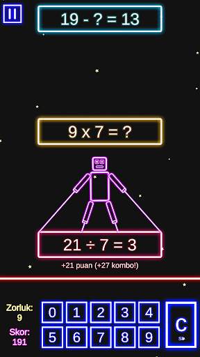 Lazer Matematik Oyunu: 4 İşlem ve Çarpım Tablosu screenshot 2