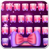 Cute Pink Purple Bow Keyboard Theme 10001005