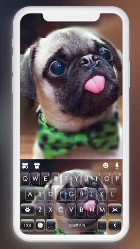 Latar Belakang Keyboard Cute Tongue Pug screenshot 1