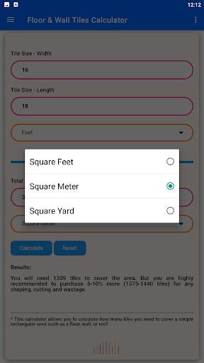 Floor & Wall Tiles Calculator скриншот 9