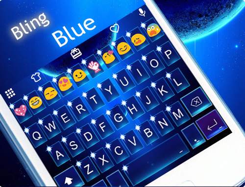 Bling Blue Emoji Keyboard Skin screenshot 5