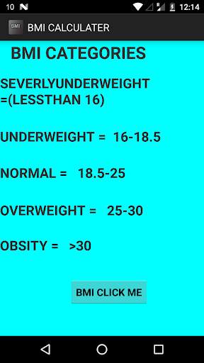 BMI CALCULATER screenshot 1