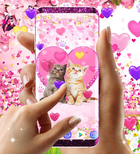 Cute pink kitty live wallpaper screenshot 5