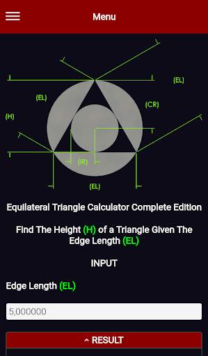 Equilateral Triangle Calculator Complete Edition screenshot 3