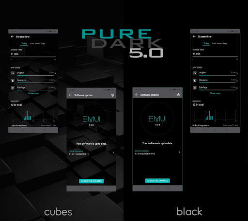 [EMUI 9.1]Pure Dark 5.0 Theme screenshot 6
