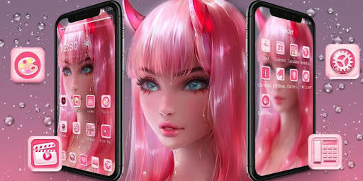 Anime Pink Devil Girl Theme screenshot 4