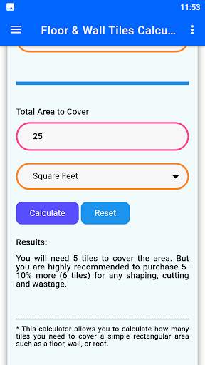 Floor & Wall Tiles Calculator скриншот 5