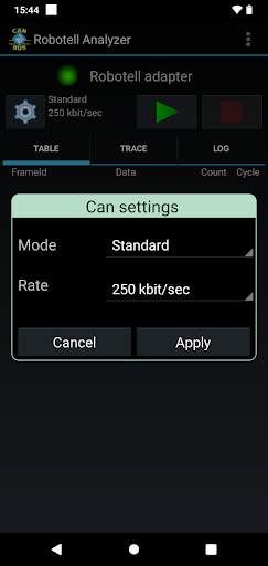 Robotell CAN bus Analyzer screenshot 2