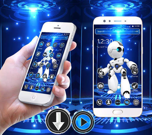 Blue Robot Technology Launcher Theme🤖 screenshot 2