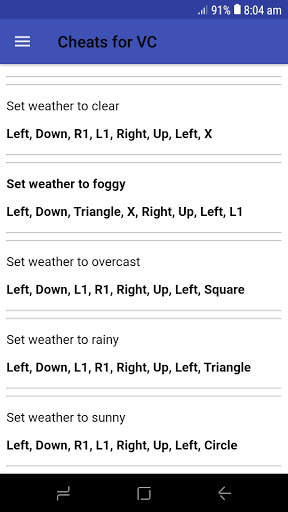 Cheats for VC - For all platforms screenshot 4