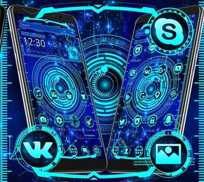 Blue Technology Neon Launcher Theme🌀 screenshot 3