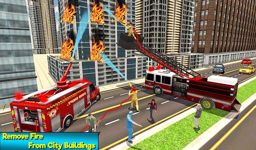 Heavy Ladder Fire Truck City Rescue 2019 screenshot 9