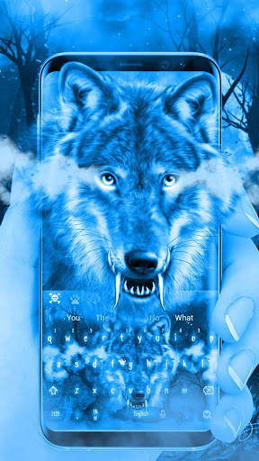 Blue Wild Wolf Keyboard Theme screenshot 1
