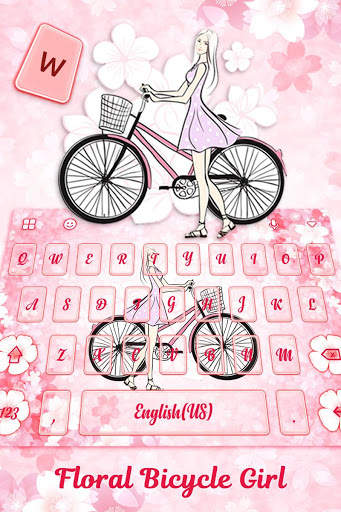 Floral Bicycle Girl Keyboard स्क्रीनशॉट 1