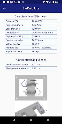 Cálculo de transformadores - L screenshot 3