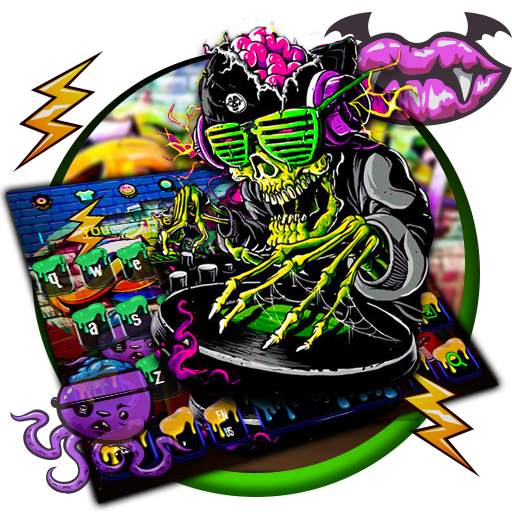 Graffiti Skull DJ Music Keyboard Theme 10001002