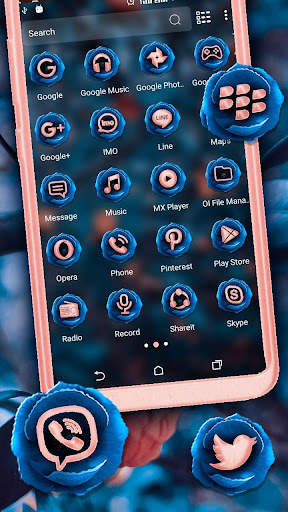 Blue Pink Rose Launcher Theme screenshot 2