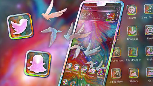 Hippie Galaxy Bird Launcher Theme screenshot 1