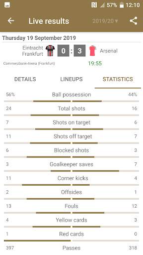Live Scores for Europa League screenshot 5