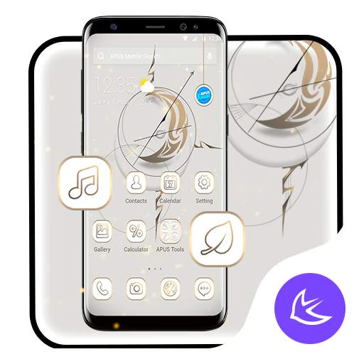 White Clock APUS Launcher theme 83.0.1001