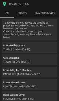 Cheats for GTA 5 2018 screenshot 2