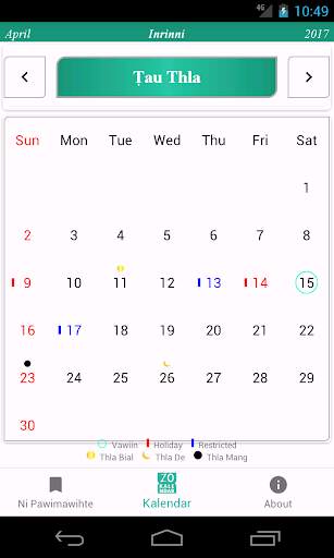 Zo Kalendar screenshot 1