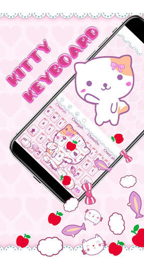 Cute Pink Kitty Cat Keyboard Theme screenshot 2