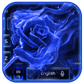 Blue Flaming Fire Rose keyboard Theme иконка