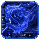 Blue Flaming Fire Rose keyboard Theme 10001001