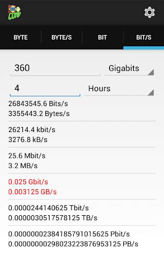 Byte & Bit Calculator Tool screenshot 4
